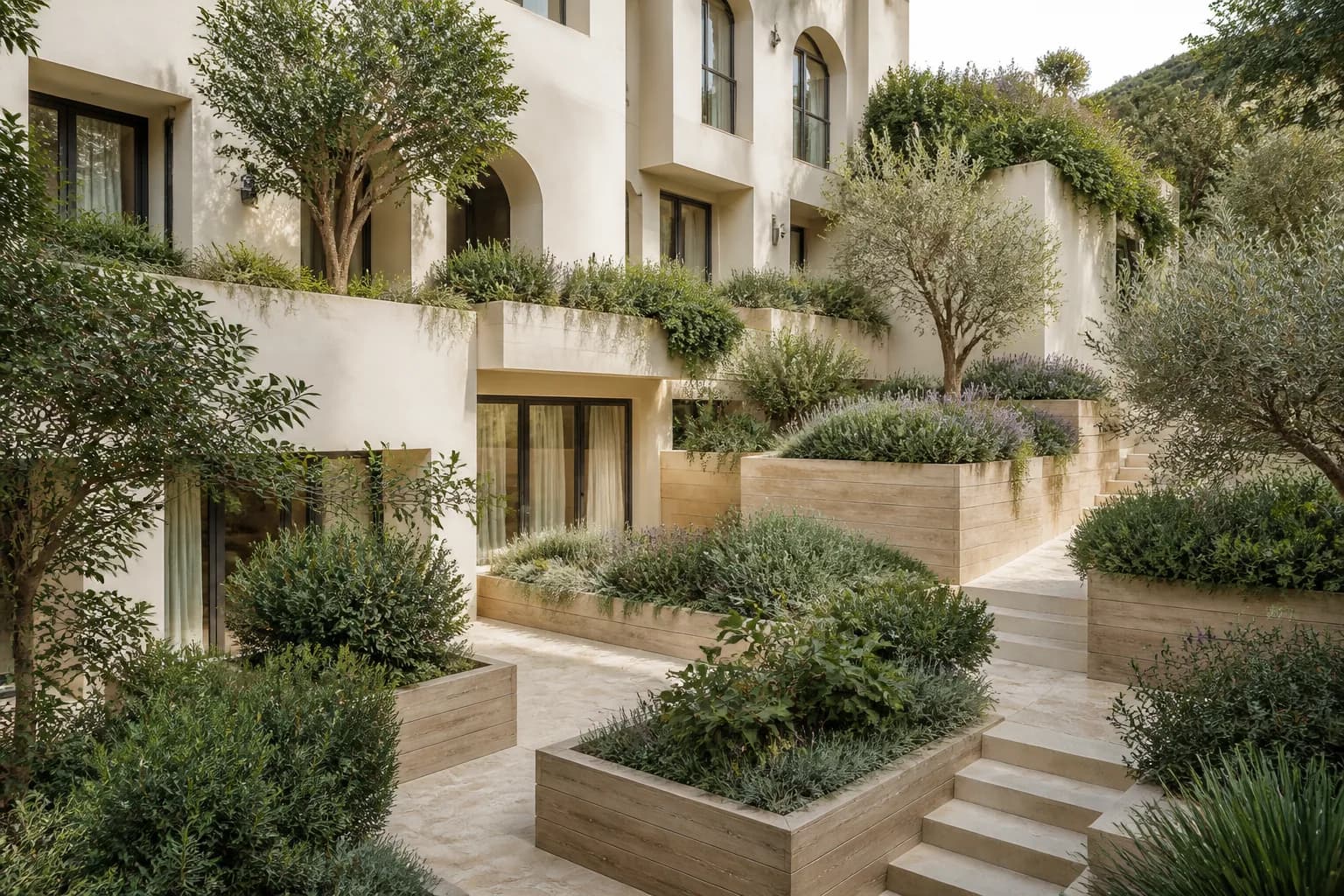 Landscaped arrival gardens at Lunaya Terraces by Zaya, Saih Shuaib 1, Dubai